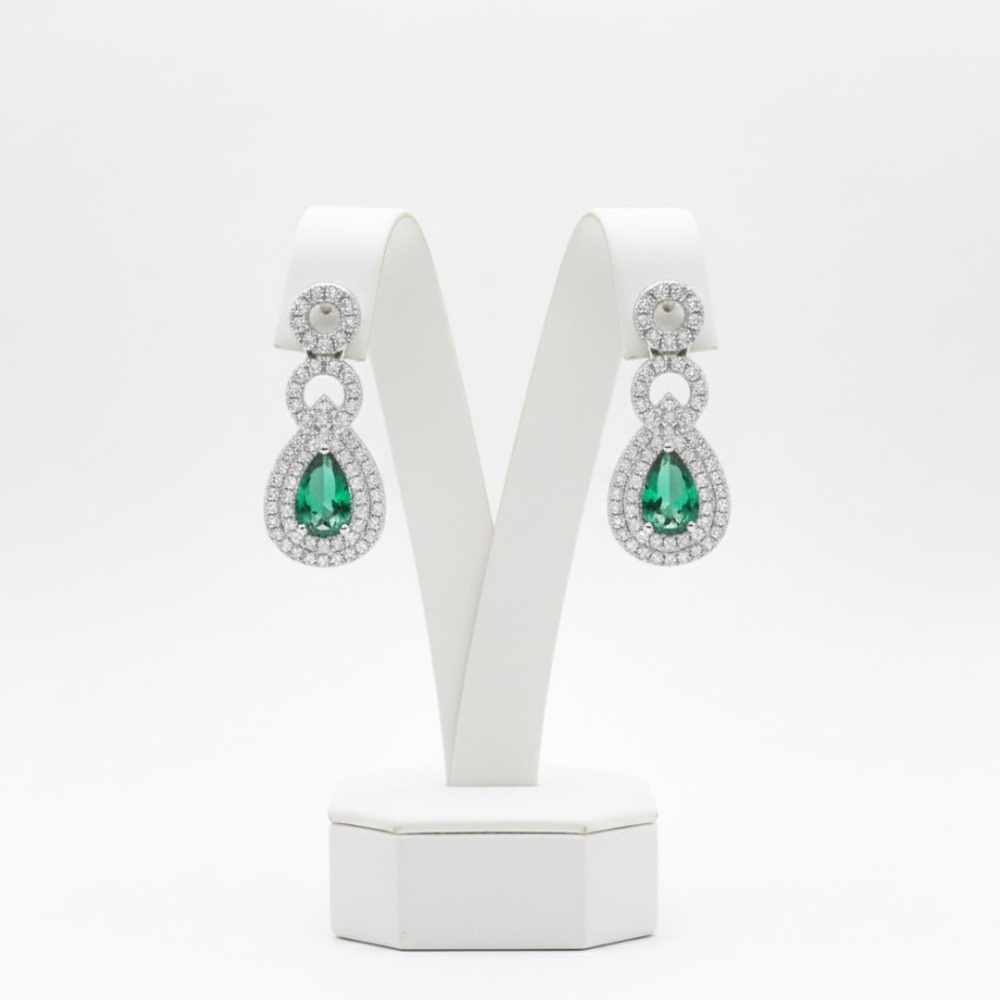 BUY NOW 💚 Dazzling Lab-Created Green Quartz Drop Earrings (2.75 CTW) 💎 - Picture 2 of 2